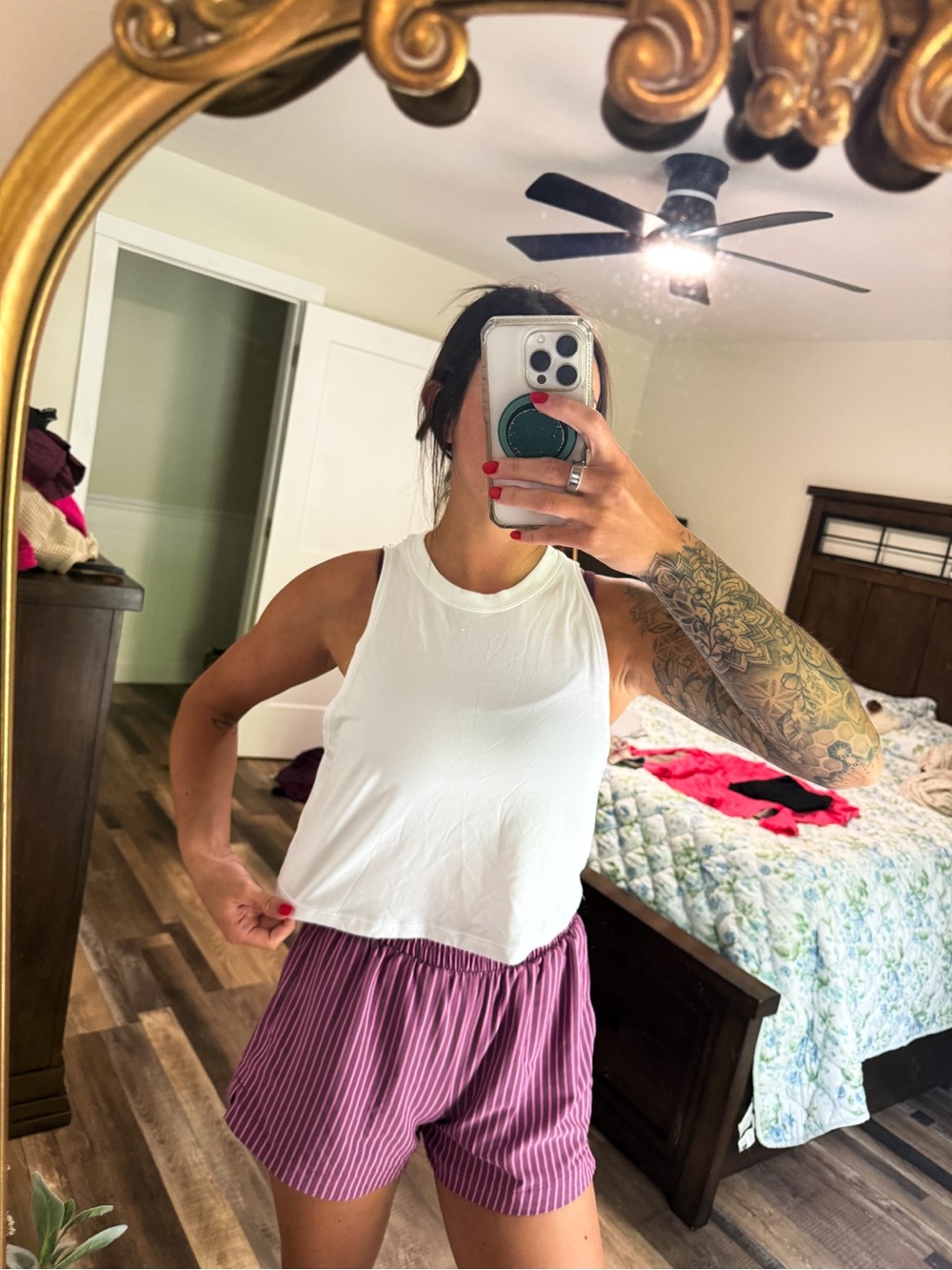 Fabletics White Racerback Crop Tank